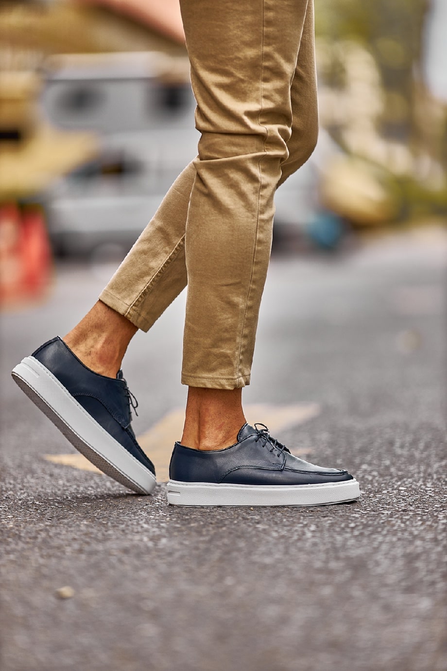 Navy Blue Sole Leather Casual Shoes
