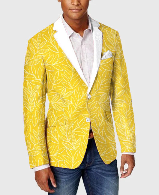 Men's Slim Fit Plaid Two-Button Single Blazer