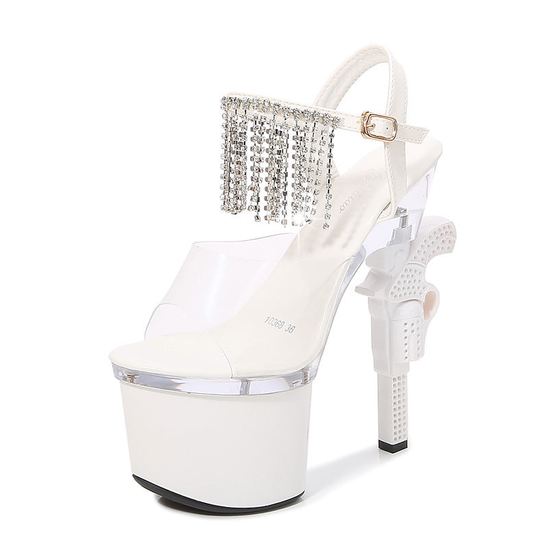 Women’s Muffin Sandals with Super High Transparent Heels