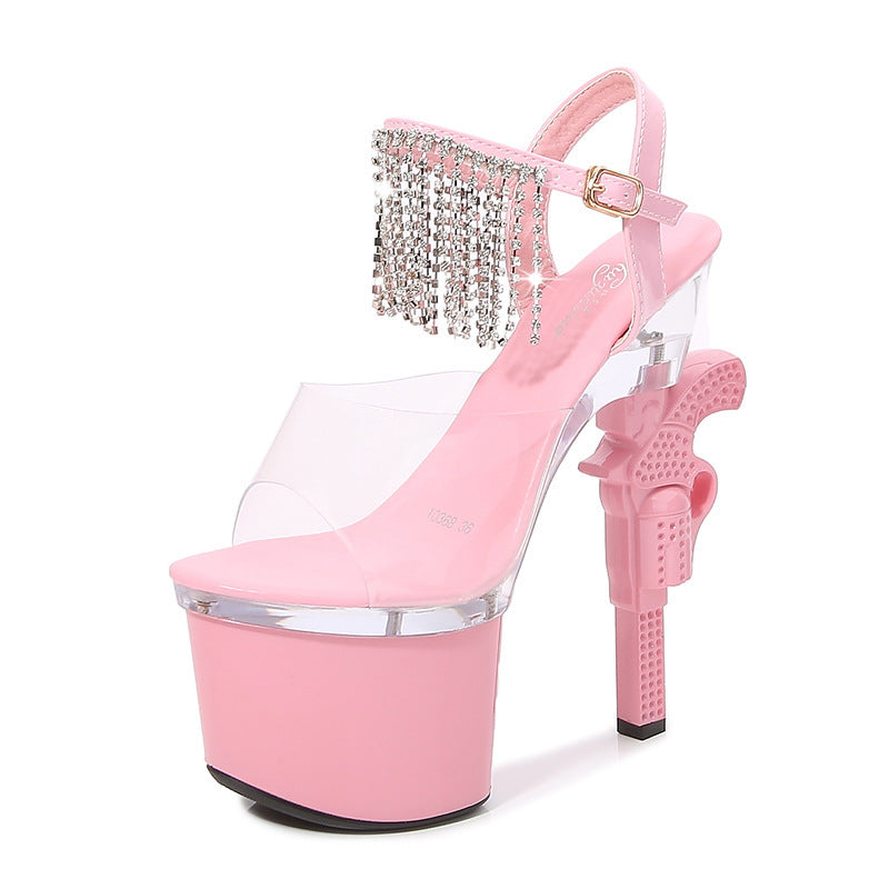 Women’s Muffin Sandals with Super High Transparent Heels