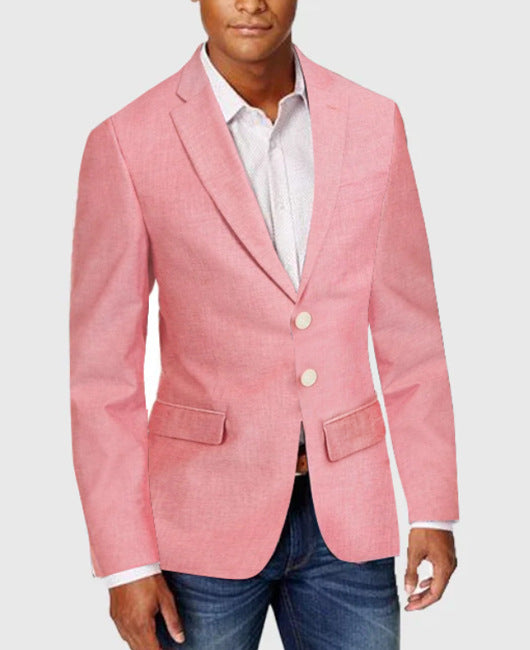 Men's Slim Fit Plaid Two-Button Single Blazer