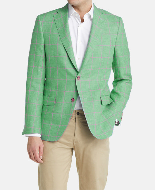 Men's Slim Fit Plaid Two-Button Single Blazer