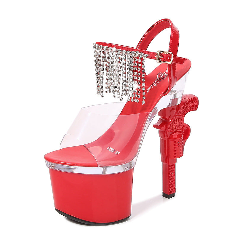 Women’s Muffin Sandals with Super High Transparent Heels