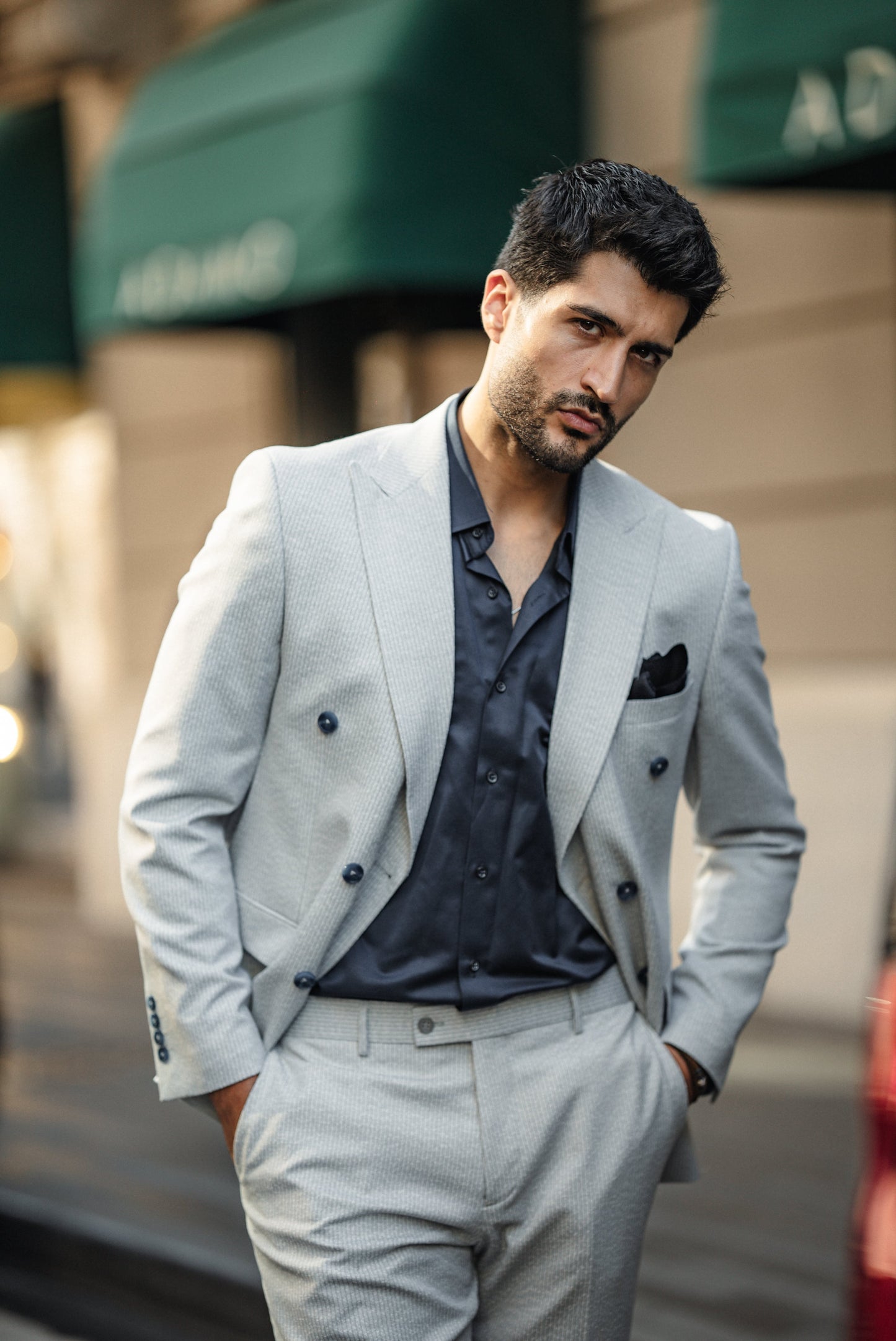 Luxury Blue Men’s Double-Breasted Suit