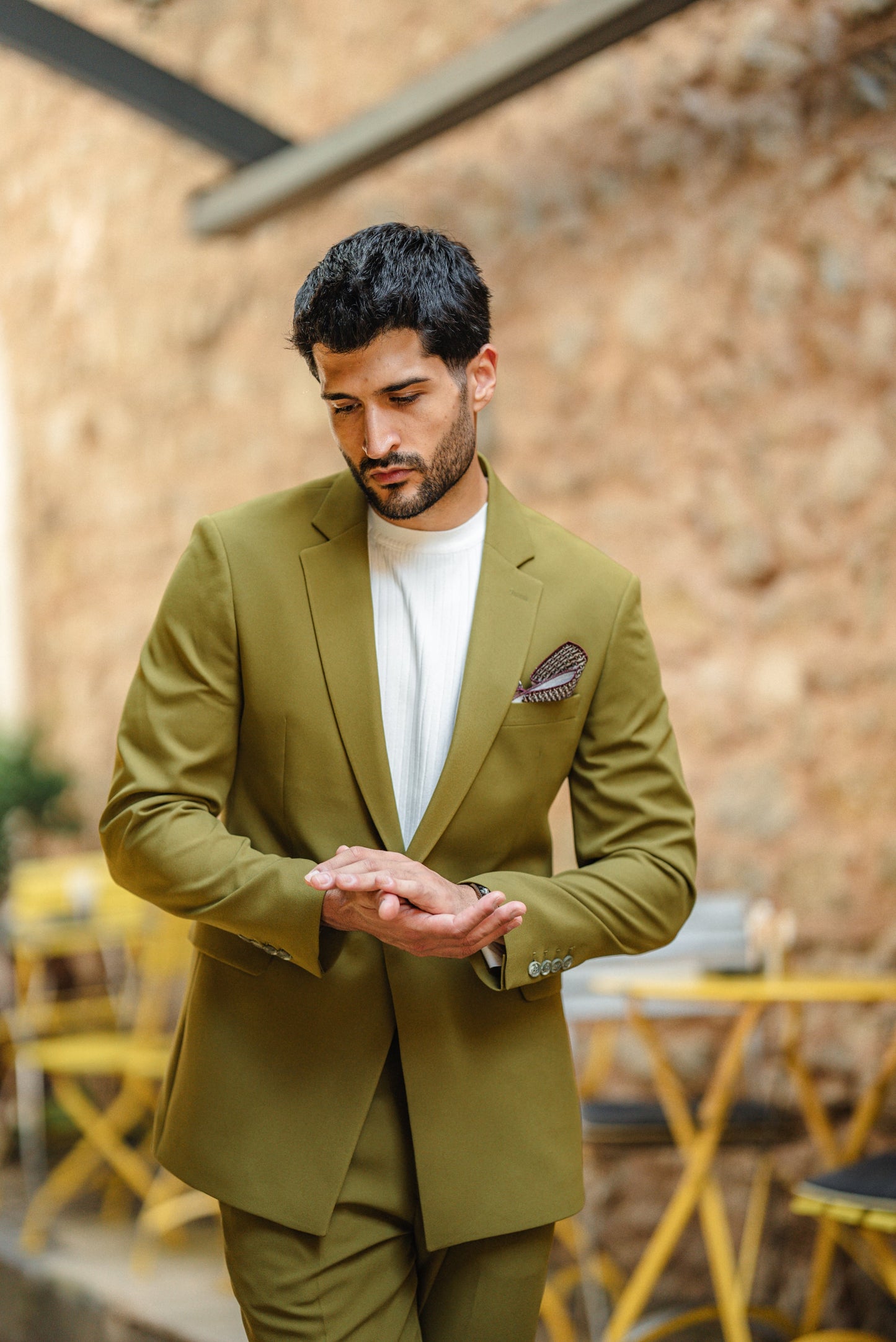 Luxury Green Men’s Special Design Suit with Chain Detailing
