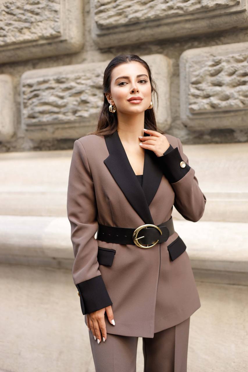 SuitLegacy Belted Brown Women Suit