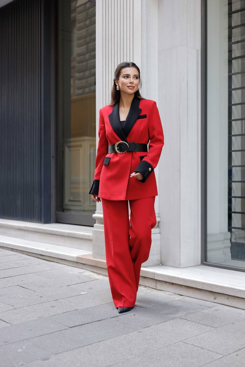 SuitLegacy Belted Red Women Suit