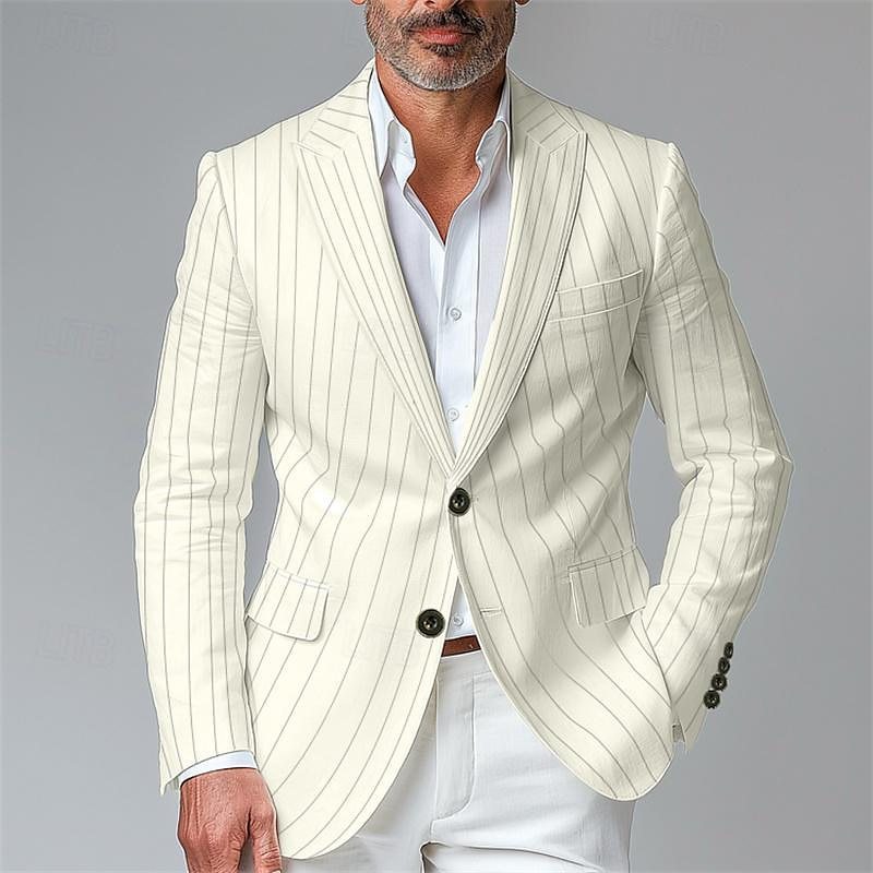 Men’s Slim Fit Plaid Single-Row Two-Button Blazer
