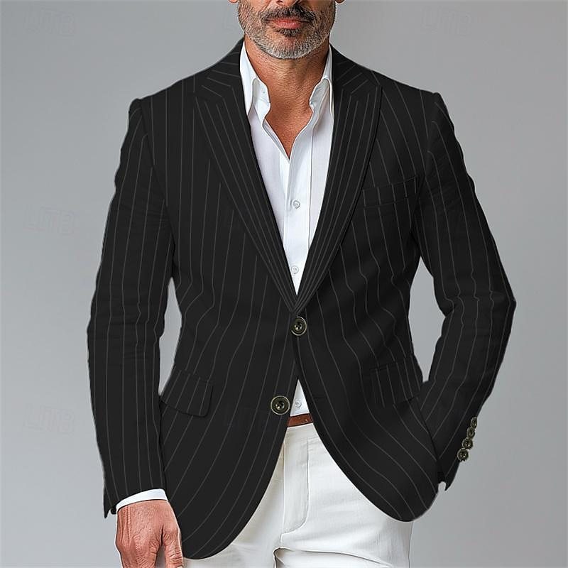 Men’s Slim Fit Plaid Single-Row Two-Button Blazer