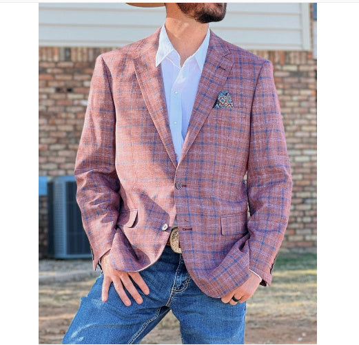 Men's Slim Fit Plaid Two-Button Single Blazer