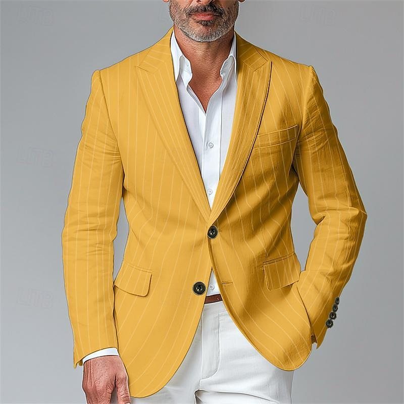 Men’s Slim Fit Plaid Single-Row Two-Button Blazer