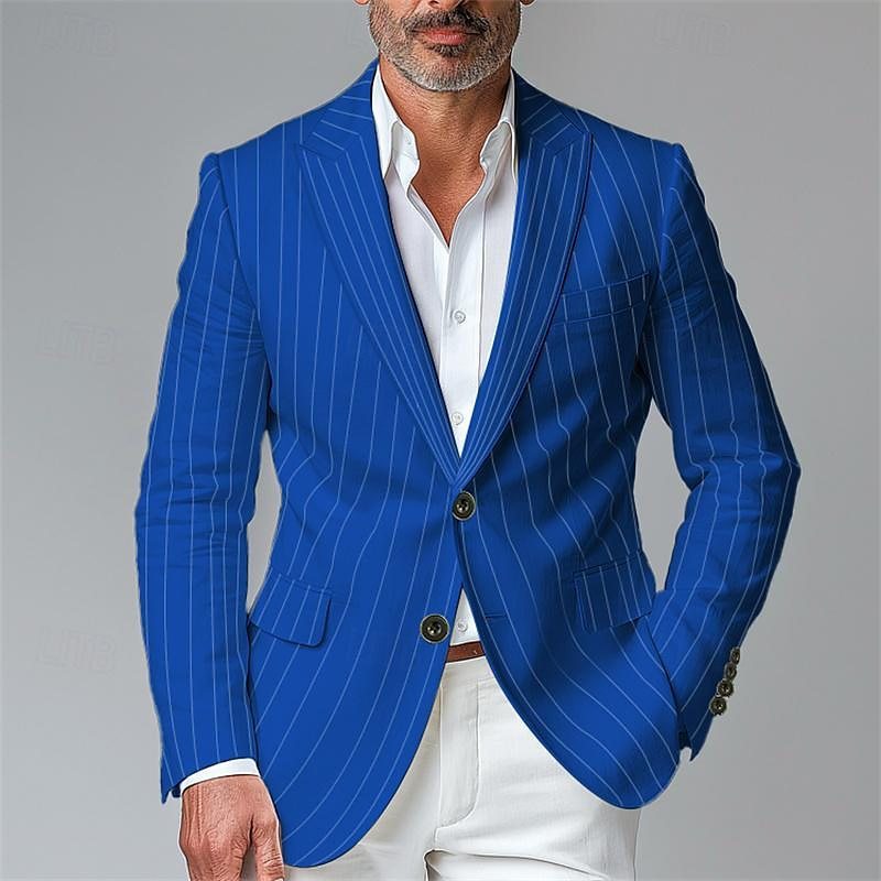 Men’s Slim Fit Plaid Single-Row Two-Button Blazer