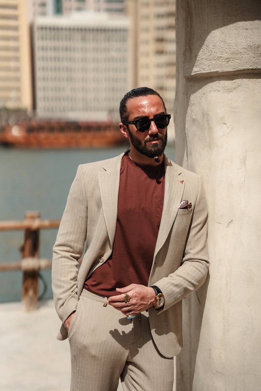 Light Beige Linen Blend Suit