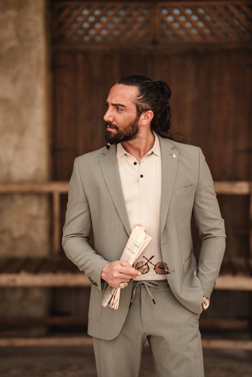 Light Grey Pinstripe Summer Casual Suit