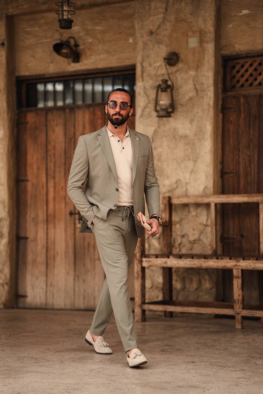 Light Grey Pinstripe Summer Casual Suit