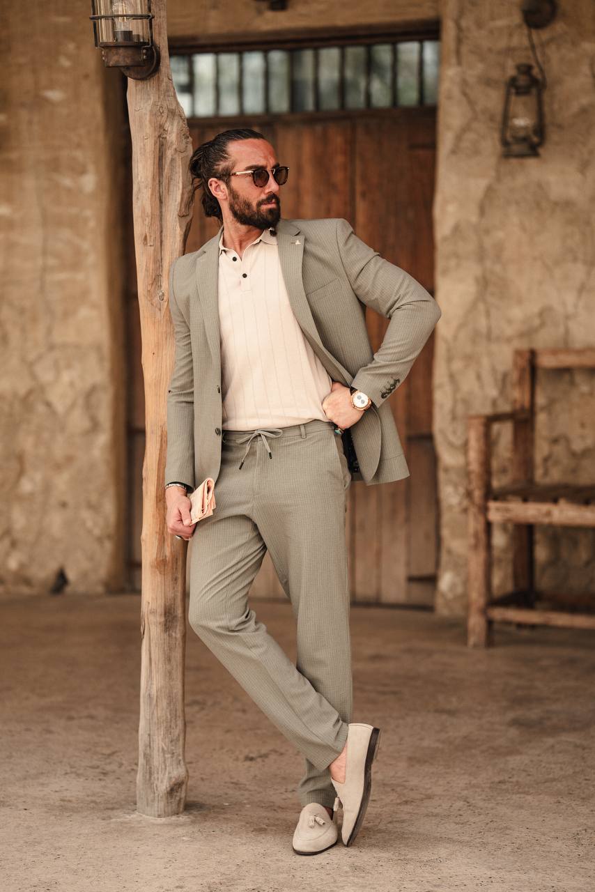 Light Grey Pinstripe Summer Casual Suit