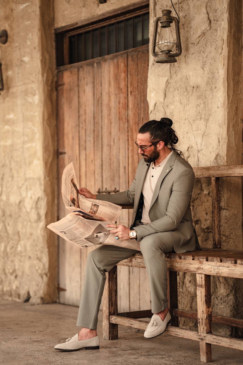 Light Grey Pinstripe Summer Casual Suit