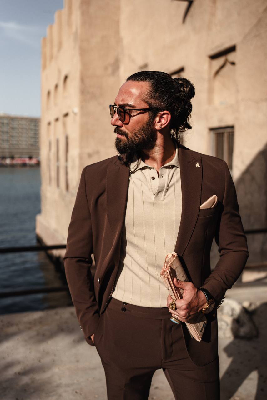 Earthy Brown Lightweight Summer Suit