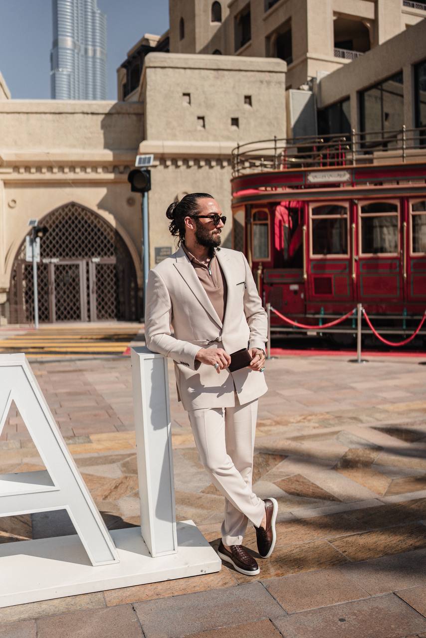 Men's Light Beige Modern Fit Summer Suit