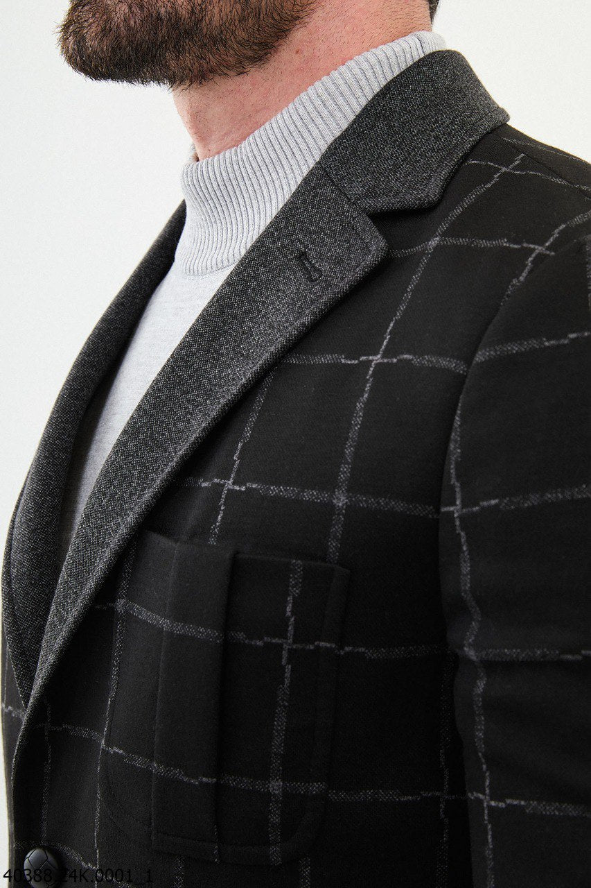 Black and Grey Block Check Blazer