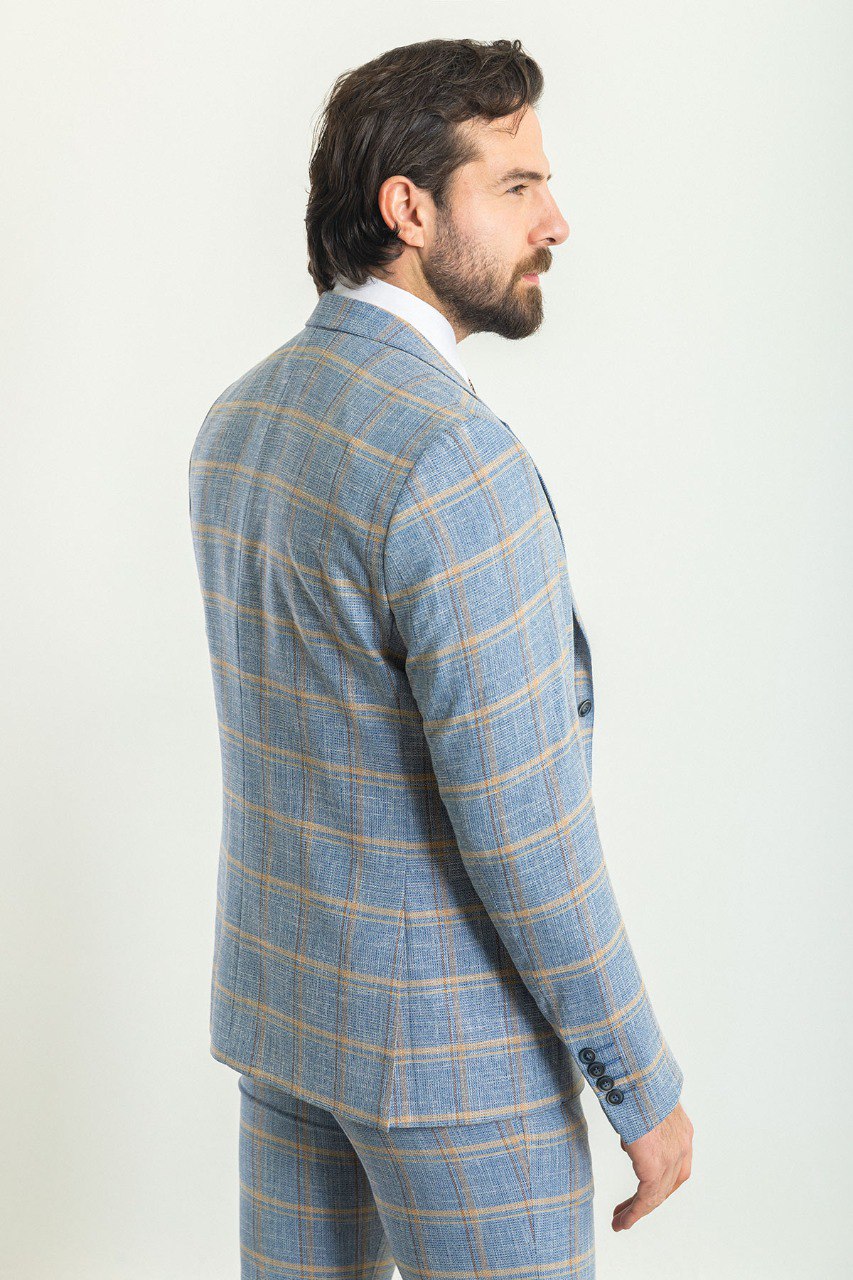 Light Blue Slim Fit Cotton Blend Suit