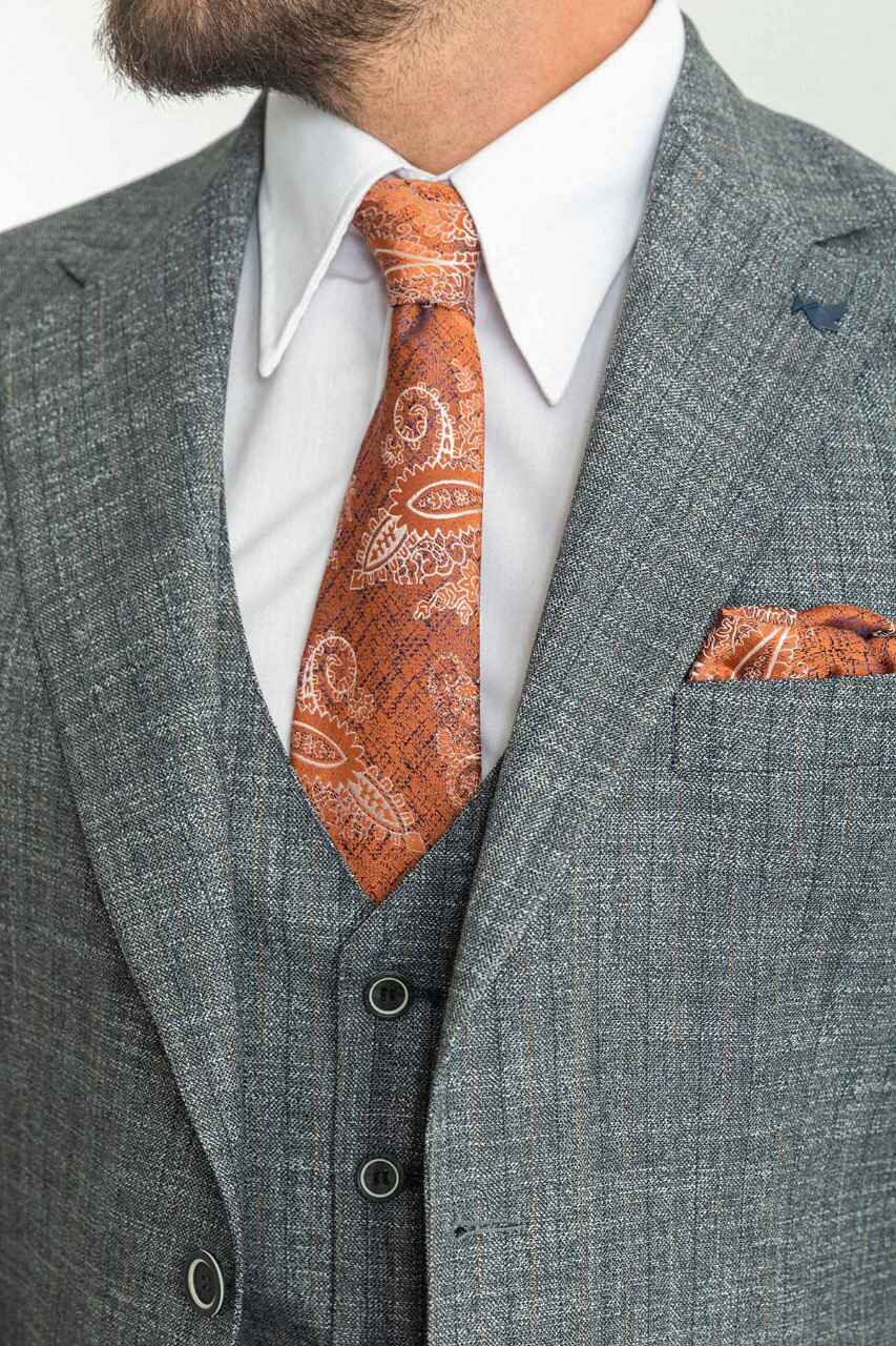 Navy Textured Slim Fit Three-Piece Suit