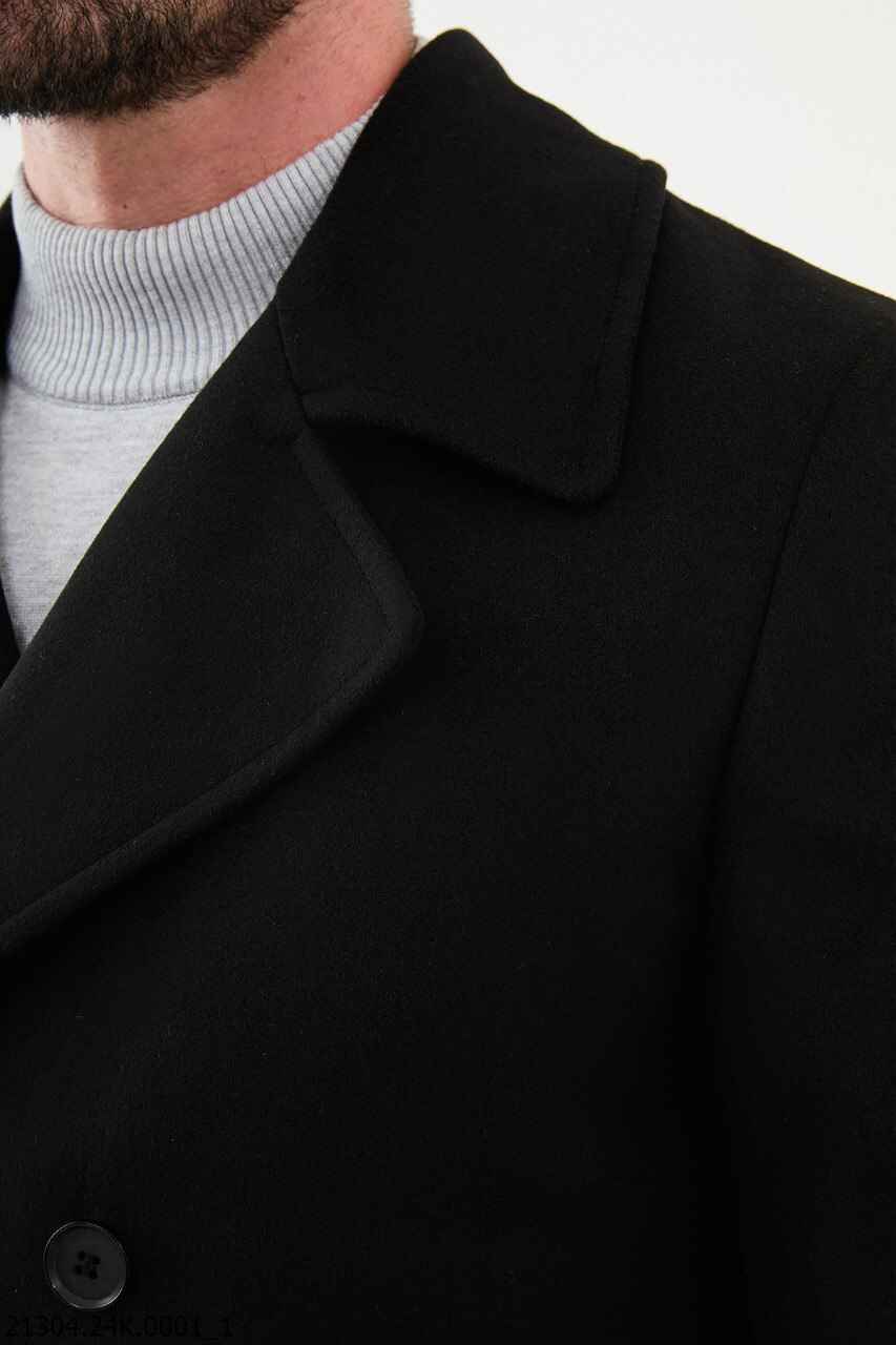 Men's Black Cotton Blend Peacoat Jacket