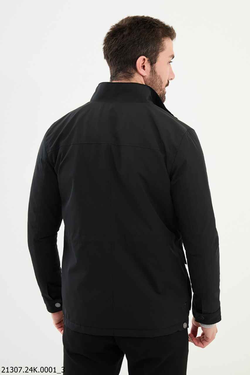 Black Collar Zip-Up Jacket