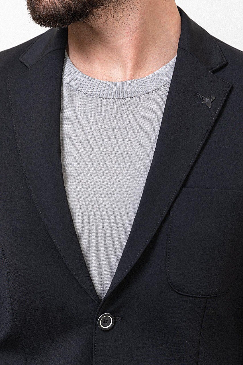 Black Casual Slim Fit Two-Piece Suit