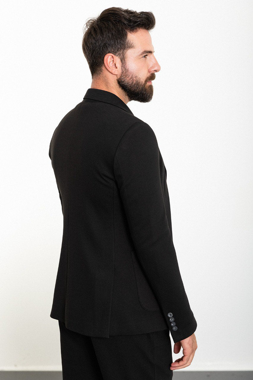 Black Casual Slim Fit Two-Piece Suit