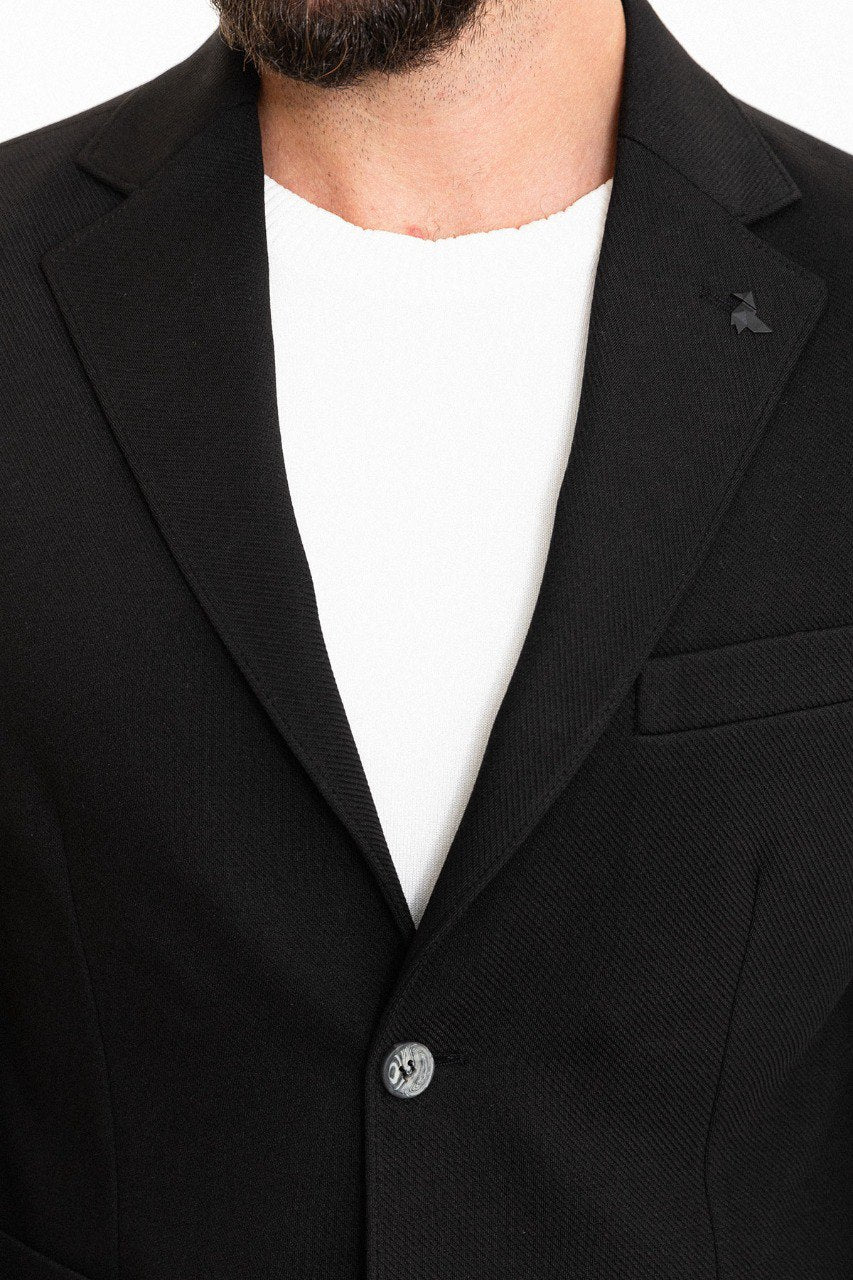 Black Casual Slim Fit Two-Piece Suit