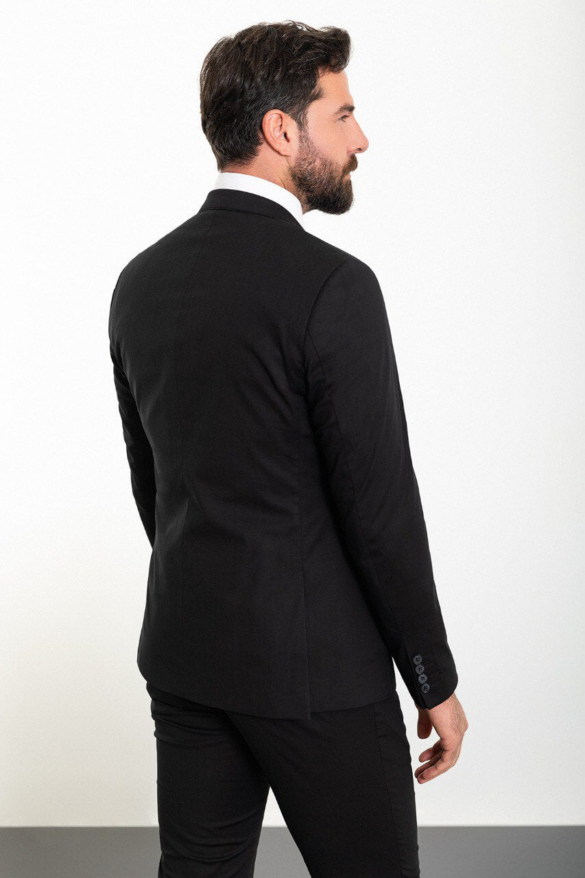 Black Modern Slim Fit Three-Piece Suit