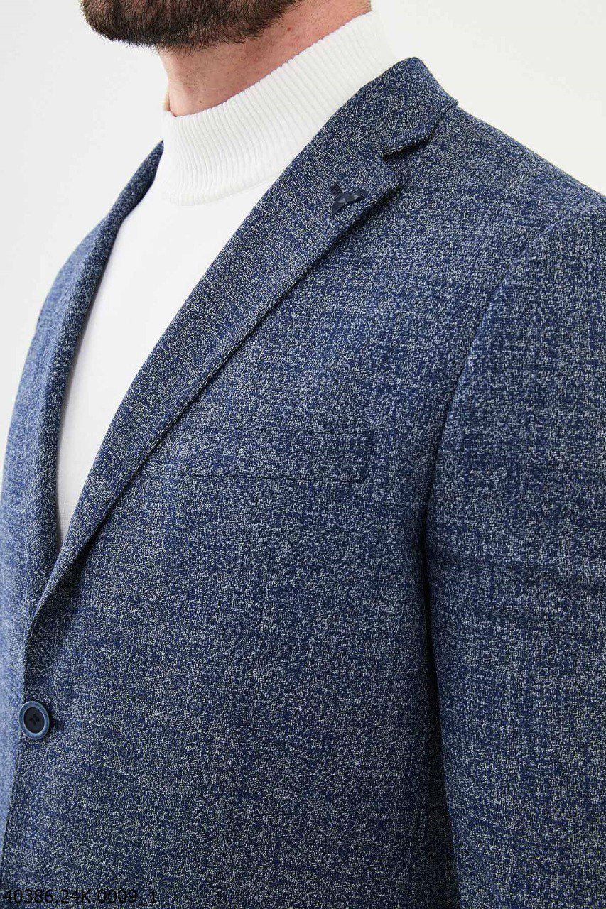 Navy Blue Slim Fit Casual Jacket