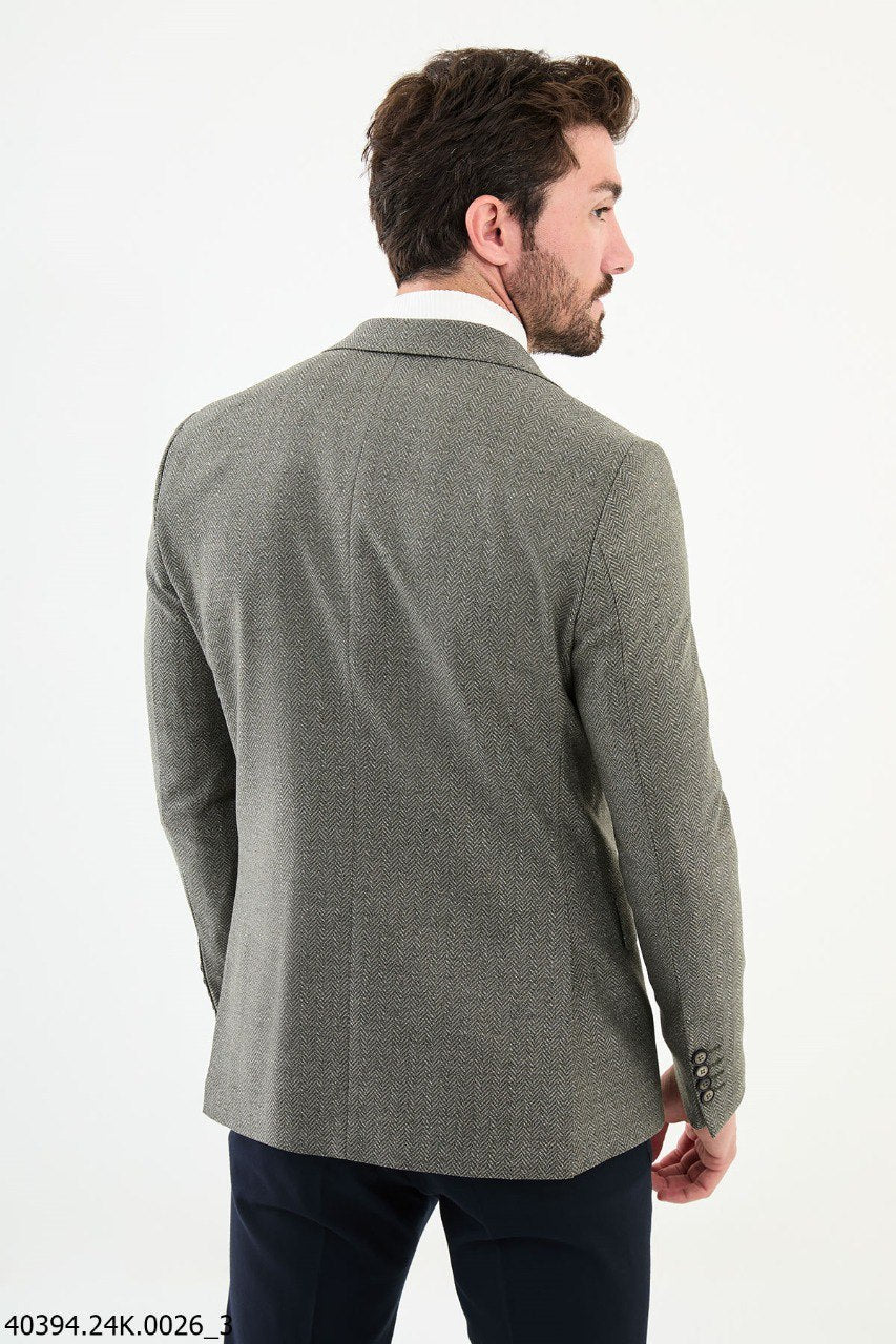 Gray Slim Fit Casual Jacket