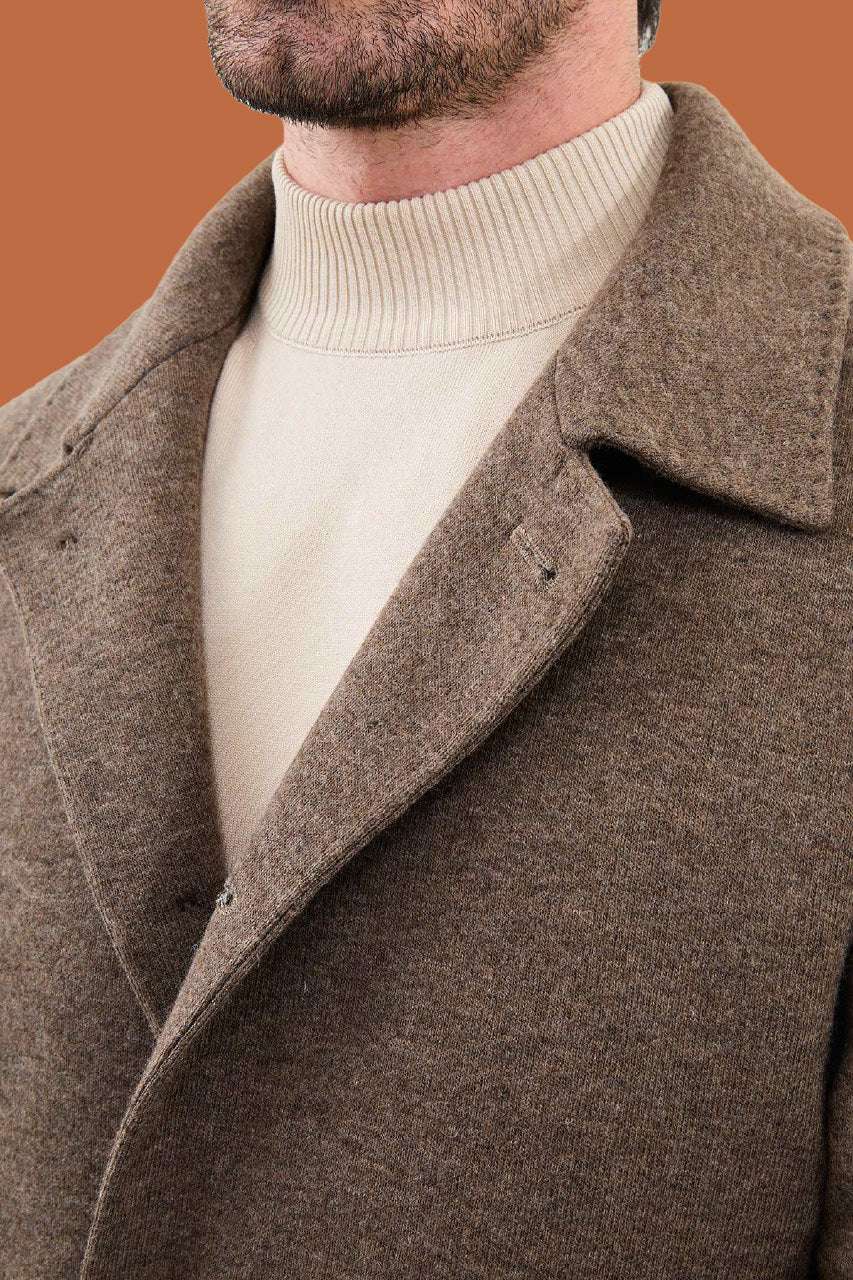 Men's Brown Slim Fit Single Breasted Overcoat