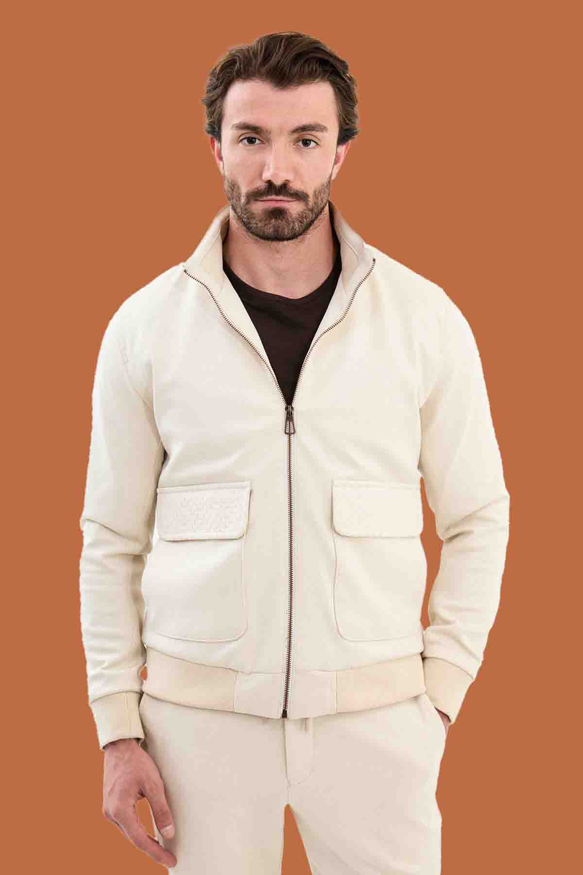 Men's Slim Fit Beige Bomber Jacket - S-XXL