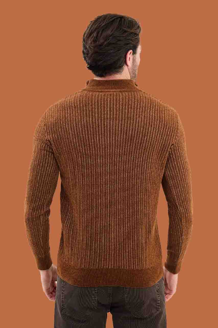 Tile Red Slim Fit Ribbed Half-Zip Sweater | S-XXL
