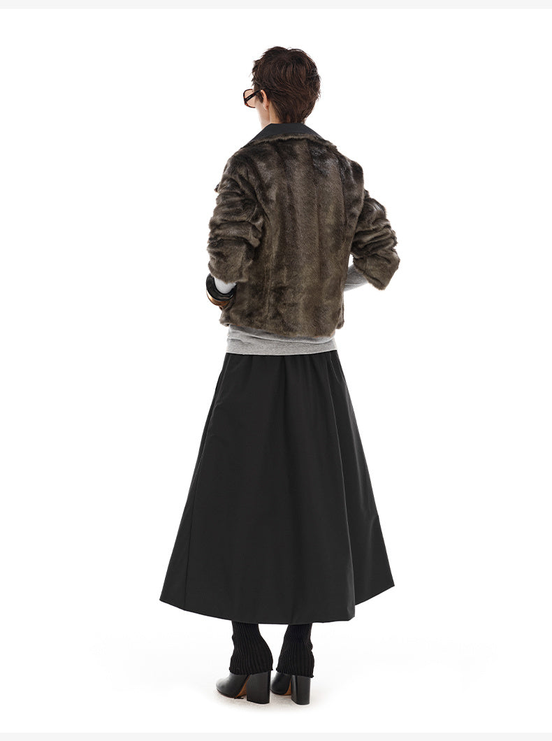 Retro Warm Thick Short Coat in Brownish Black