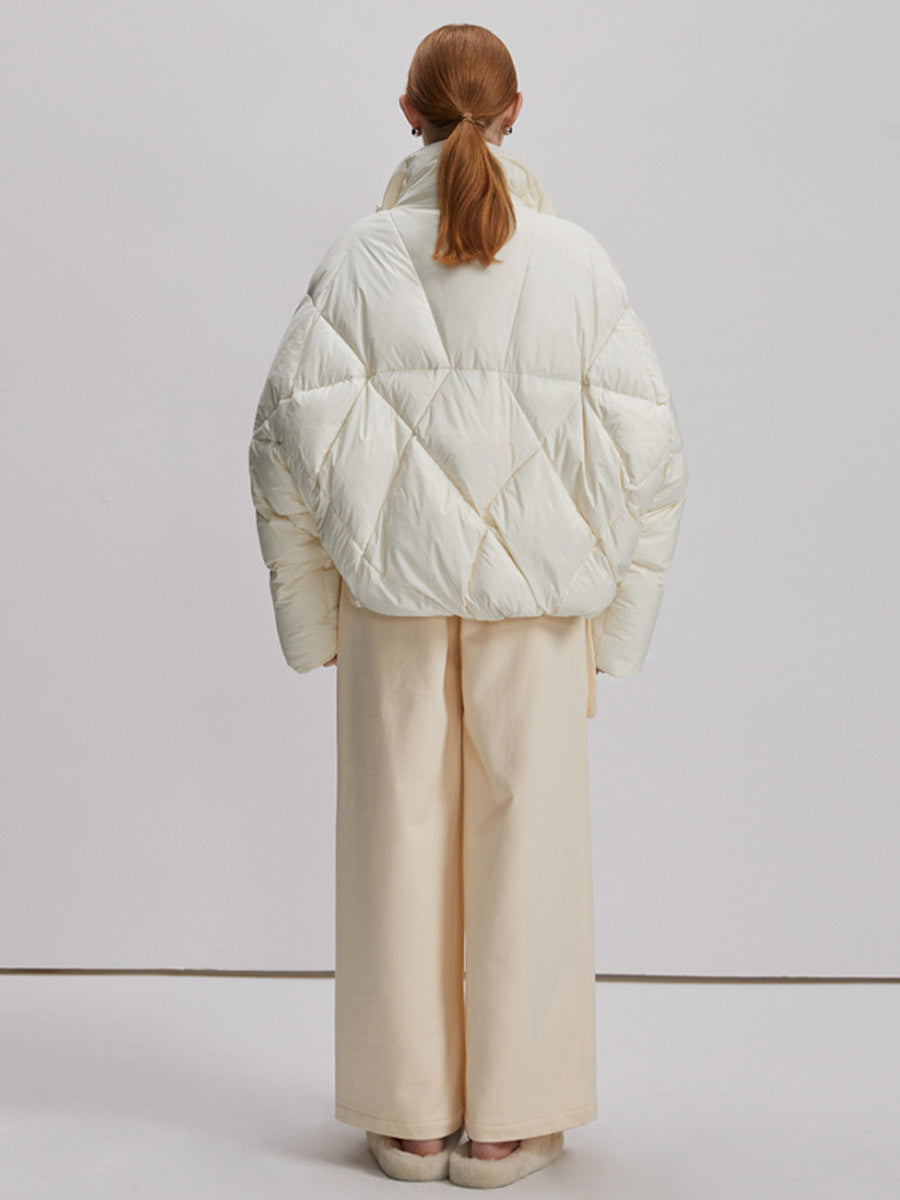 High-End Apricot Standing Collar Duck Down Bread Jacket