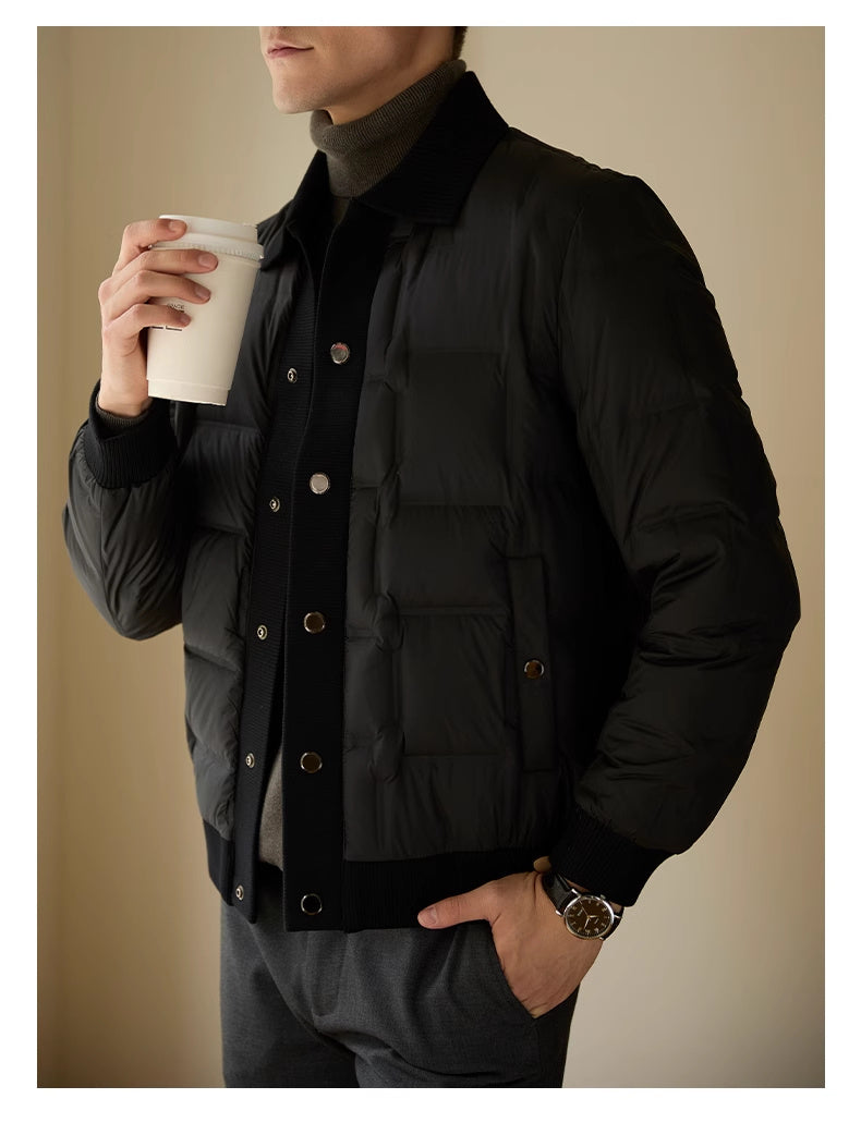 Men’s Black Patchwork Short Coat