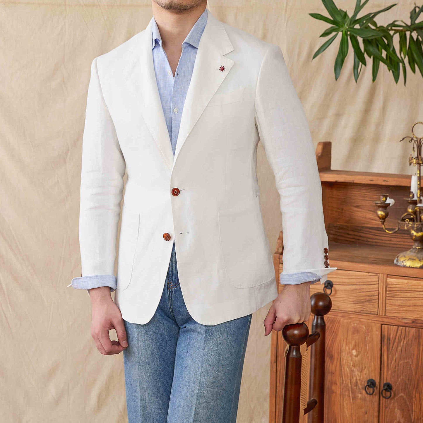 Men lightweight pure linen summer suit Jacket