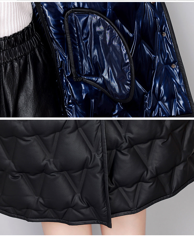 Slim Sheep Skin Leather Coat with Mink Fur Collar