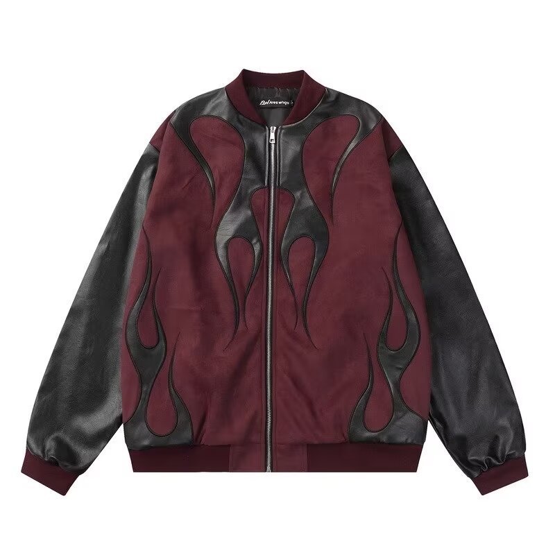 Men’s Contrast PU Leather Jacket