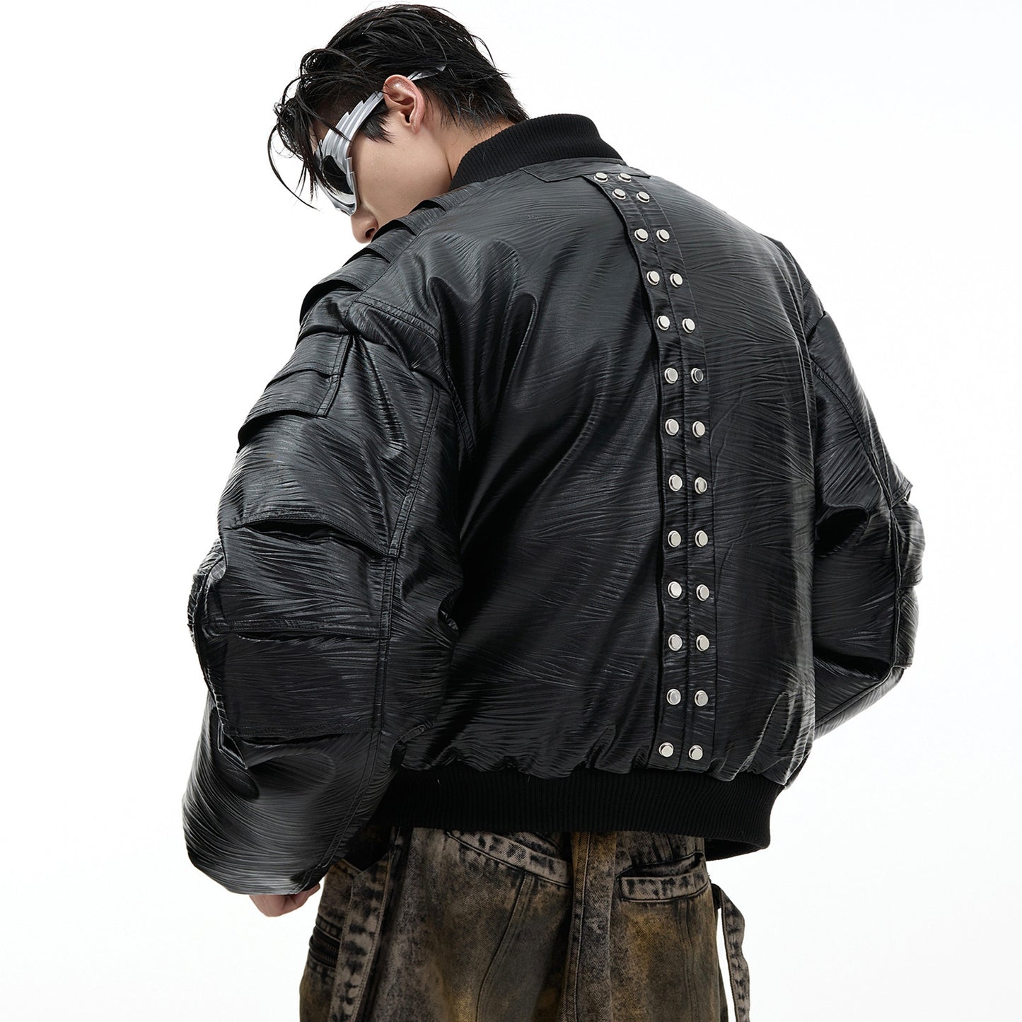 Men’s PU Leather Baseball Flight Jacket