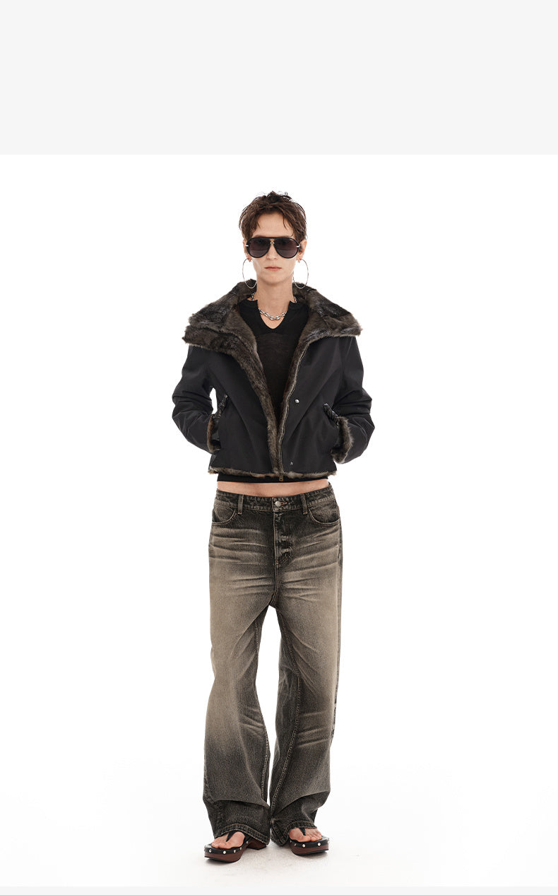 Retro Warm Thick Short Coat in Brownish Black