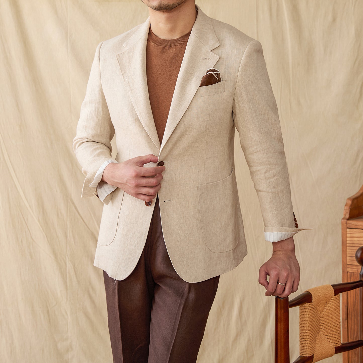 Men lightweight pure linen summer suit Jacket