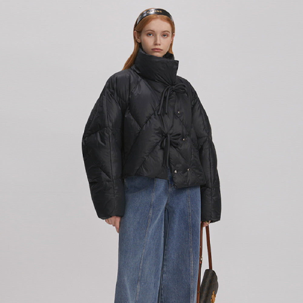 High-End Apricot Standing Collar Duck Down Bread Jacket