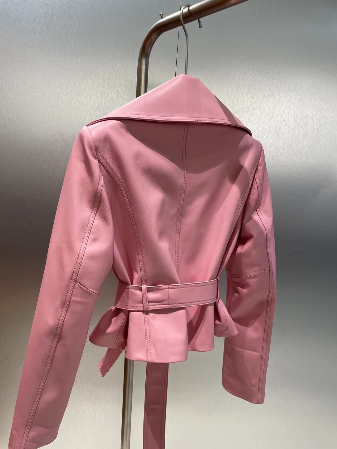 Women’s Sheepskin Leather Short Coat – Hong Kong Style