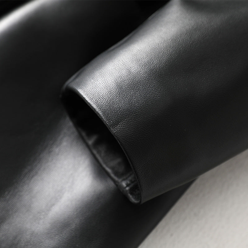 Women’s Loose Black Leather Fashion Blazer, Sizes M-3XL