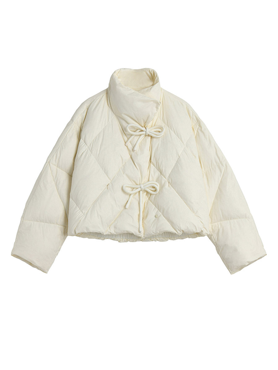 High-End Apricot Standing Collar Duck Down Bread Jacket